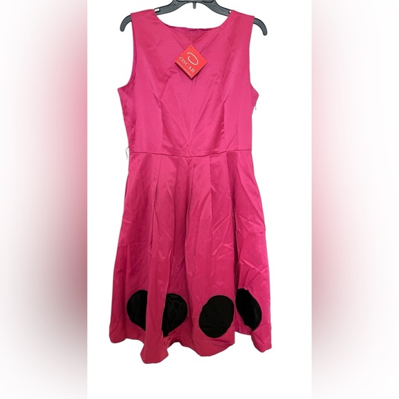 Oscar de la Renta Pink and Black Dotted A-line MISSY FANTASY - Picture 1 of 8